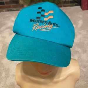 Vintage Western Auto racing hat Bright green